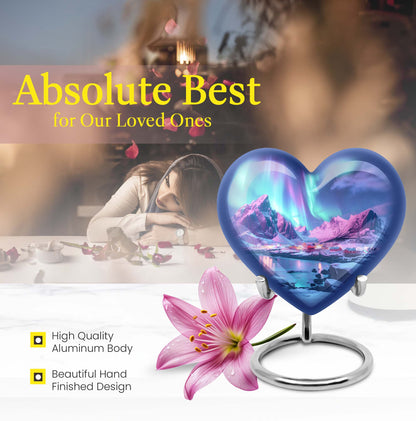 A 10 inch AURORA Heart memorial urn 