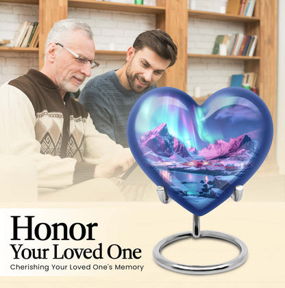 A 10 inch AURORA Heart memorial urn 