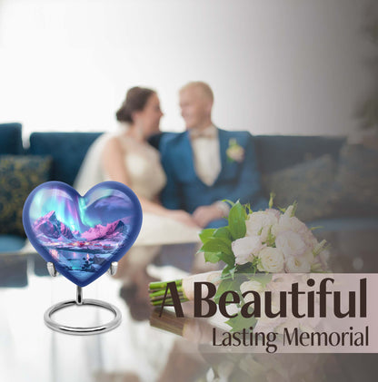 A 10 inch AURORA Heart memorial urn 