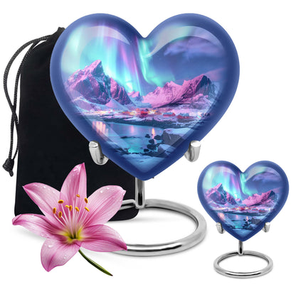 A 10 inch AURORA Heart memorial urn 