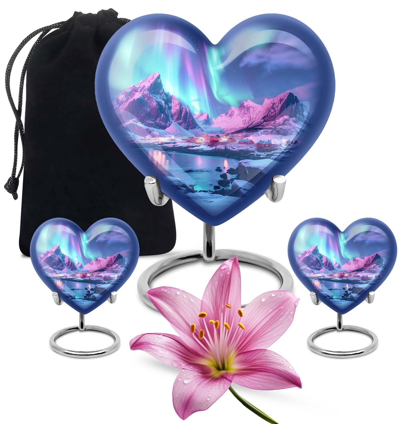 A 10 inch AURORA Heart memorial urn 