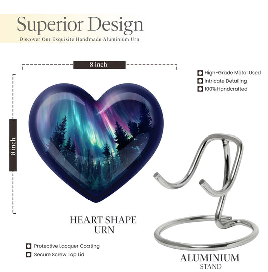 AURORA 10-inch heart-shaped urn for human 
