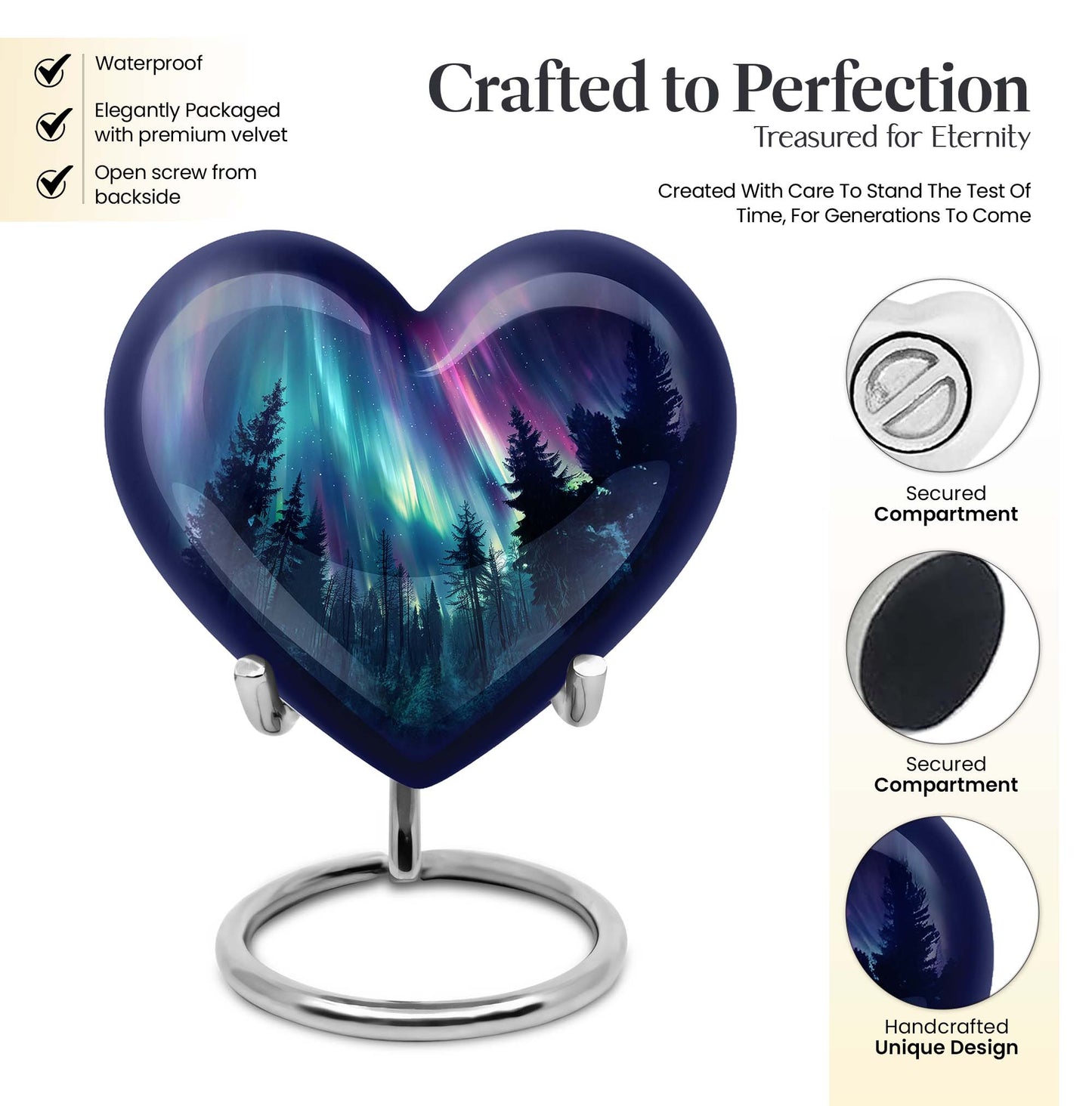 AURORA 10-inch heart-shaped urn for human 