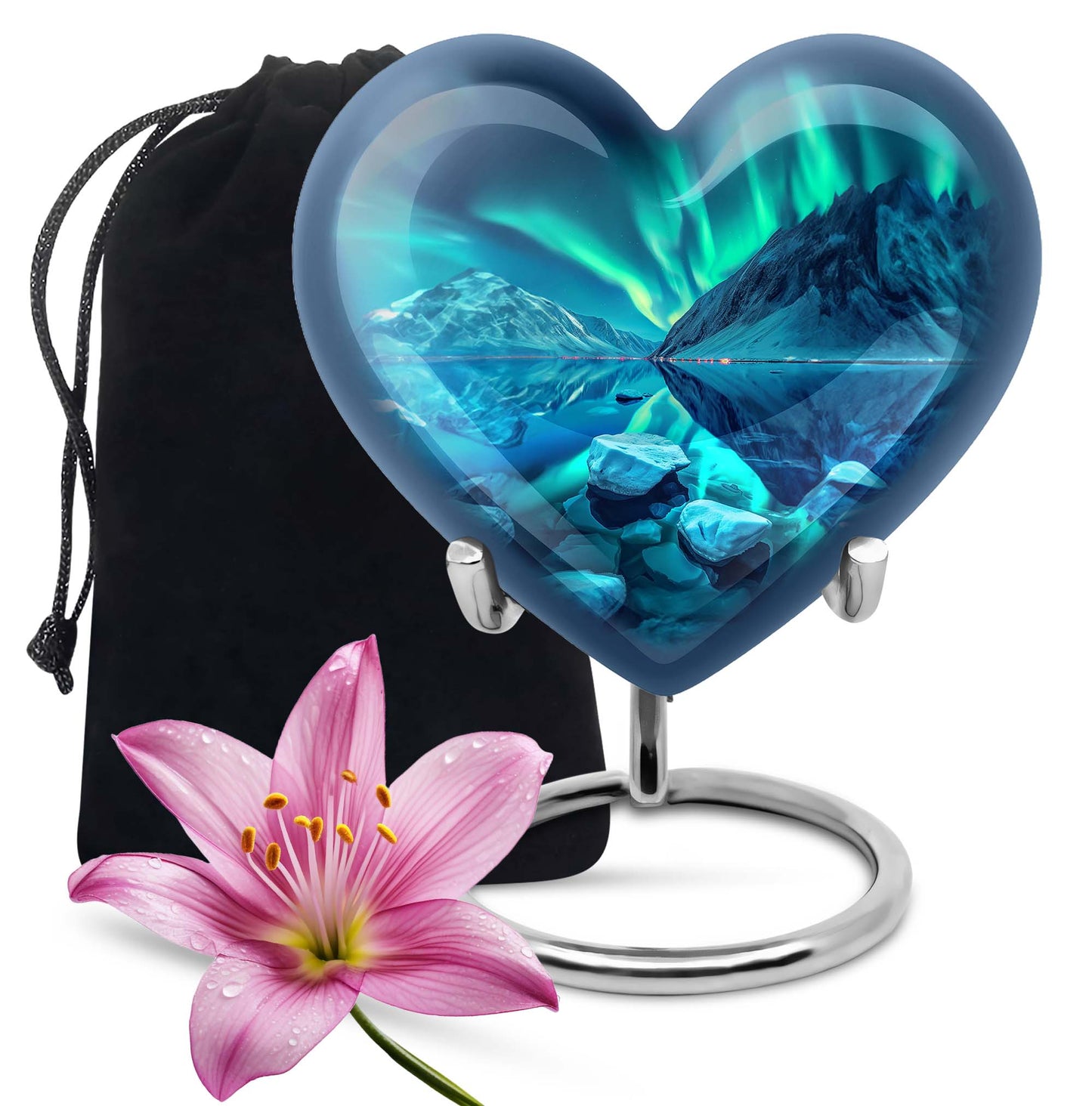 10-inch AURORA urn, heart-designed memorial medium 