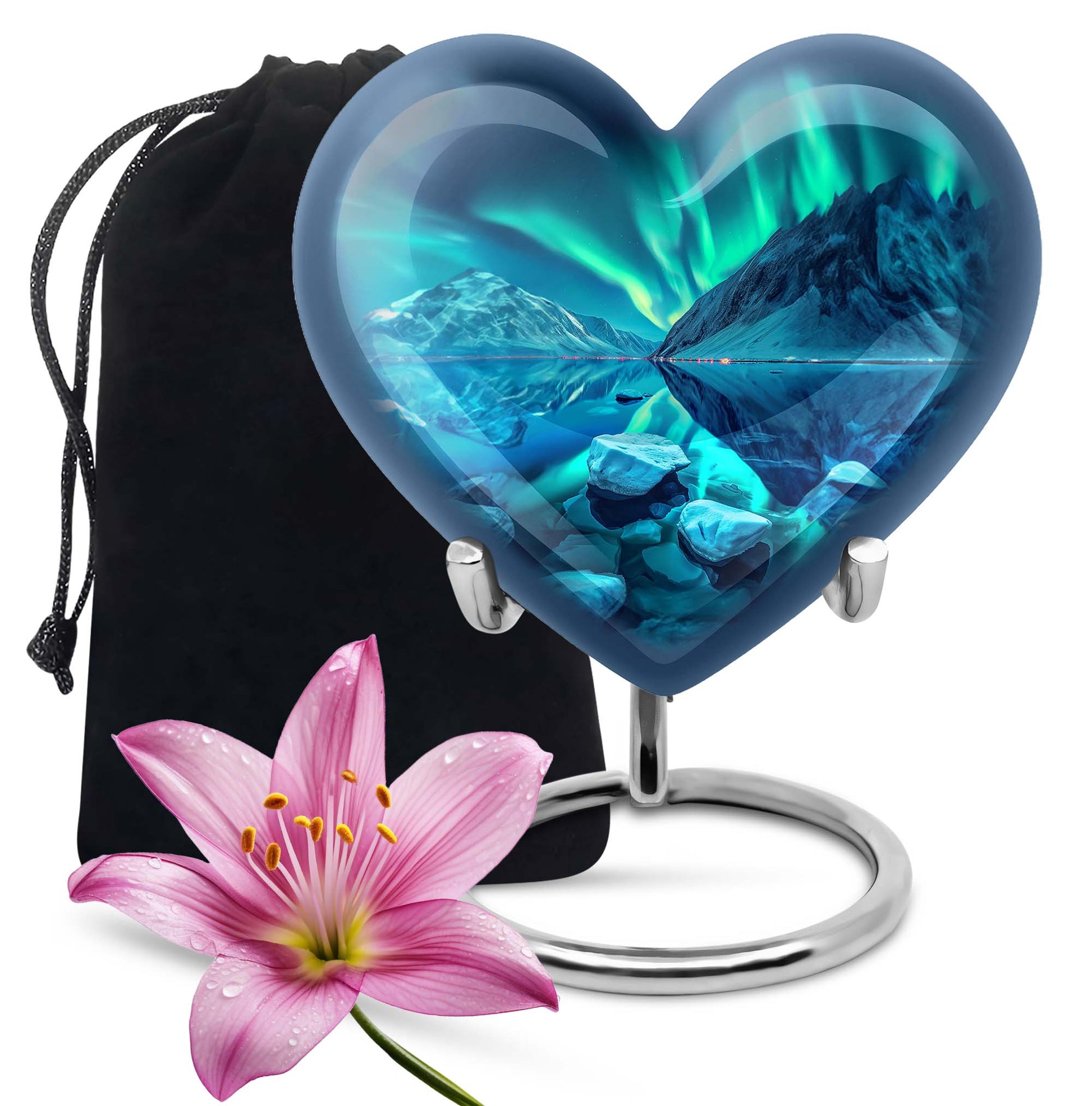 10-inch AURORA urn, heart-designed memorial medium 