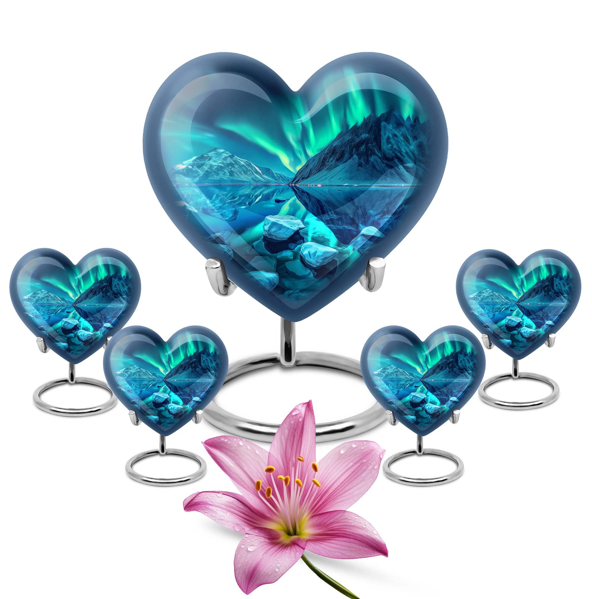10-inch AURORA urn, heart-designed memorial medium 