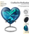 10-inch AURORA urn, heart-designed memorial medium 