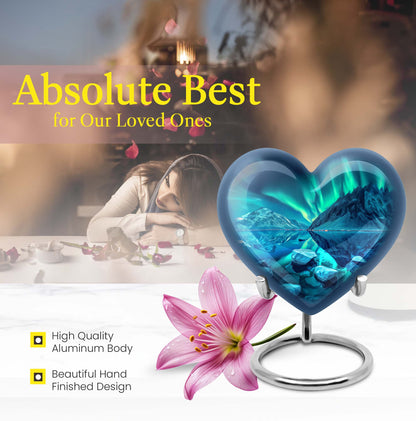 10-inch AURORA urn, heart-designed memorial medium 