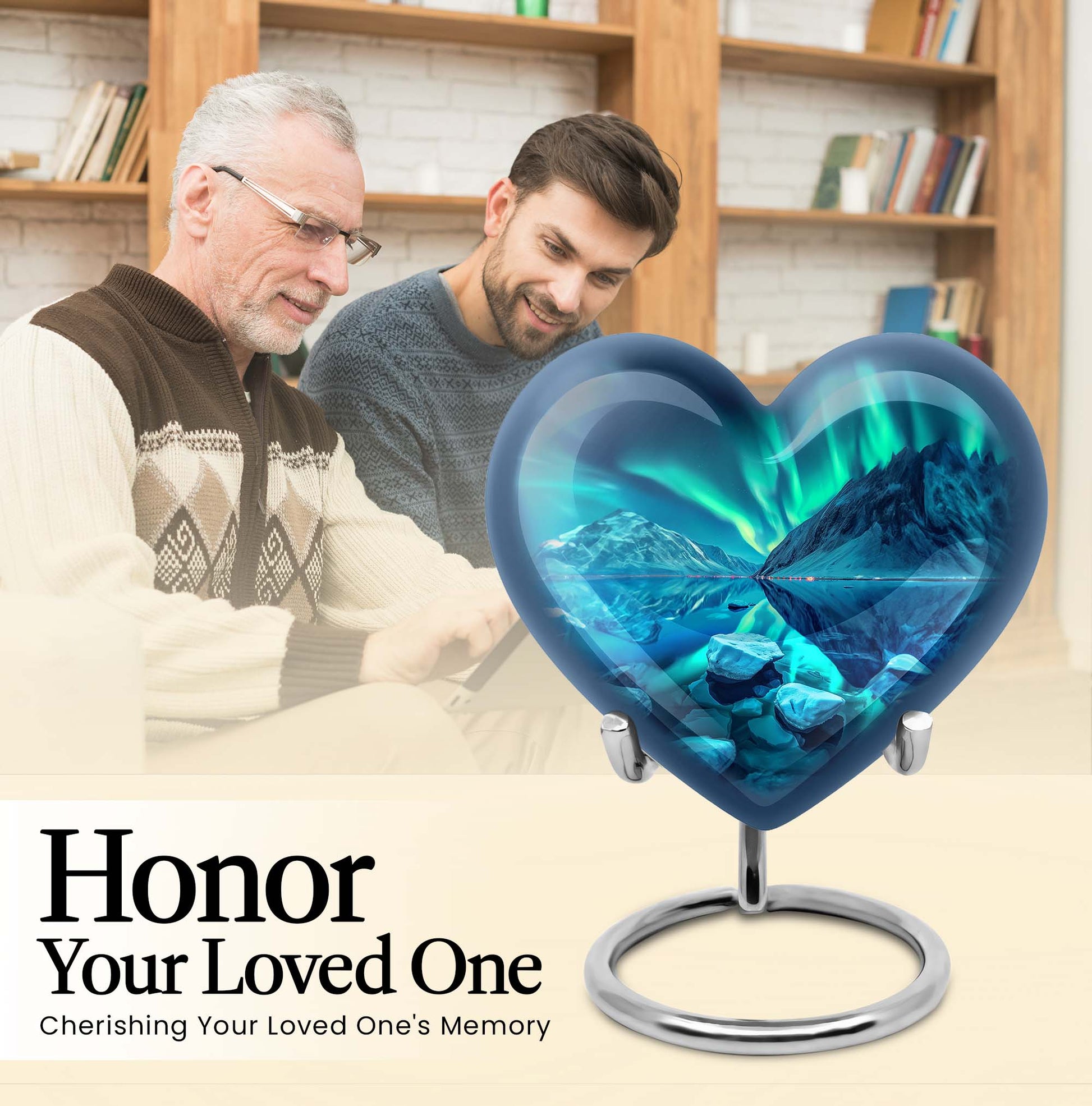 10-inch AURORA urn, heart-designed memorial medium 