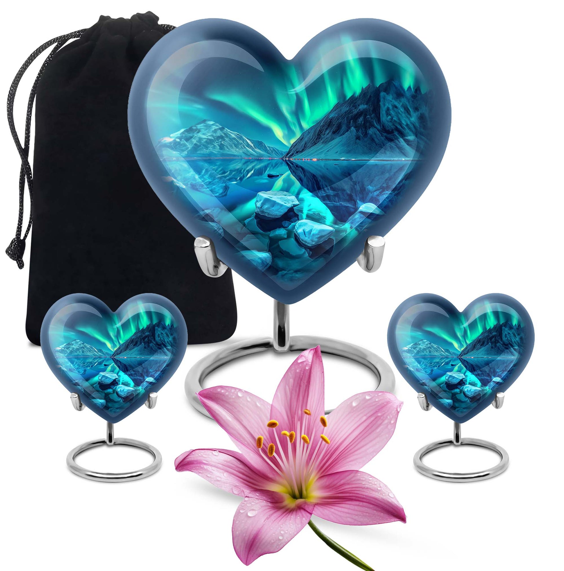 10-inch AURORA urn, heart-designed memorial medium 