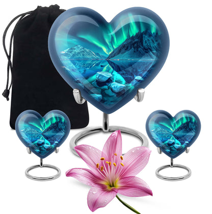 10-inch AURORA urn, heart-designed memorial medium 