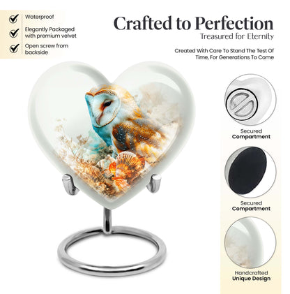 heart-shaped barn owl urn