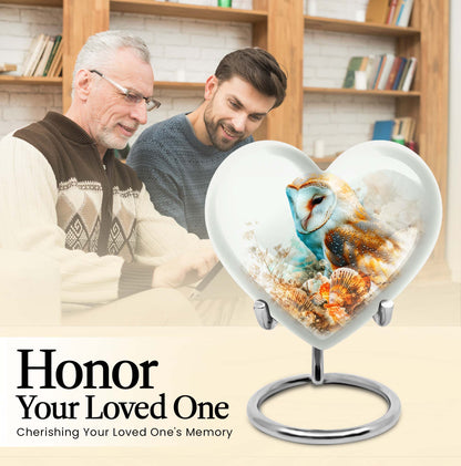 heart-shaped barn owl urn