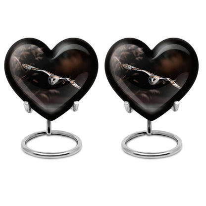 heart-shaped 10-inch barn owl urn