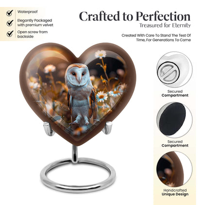 barn owl theme heart urn