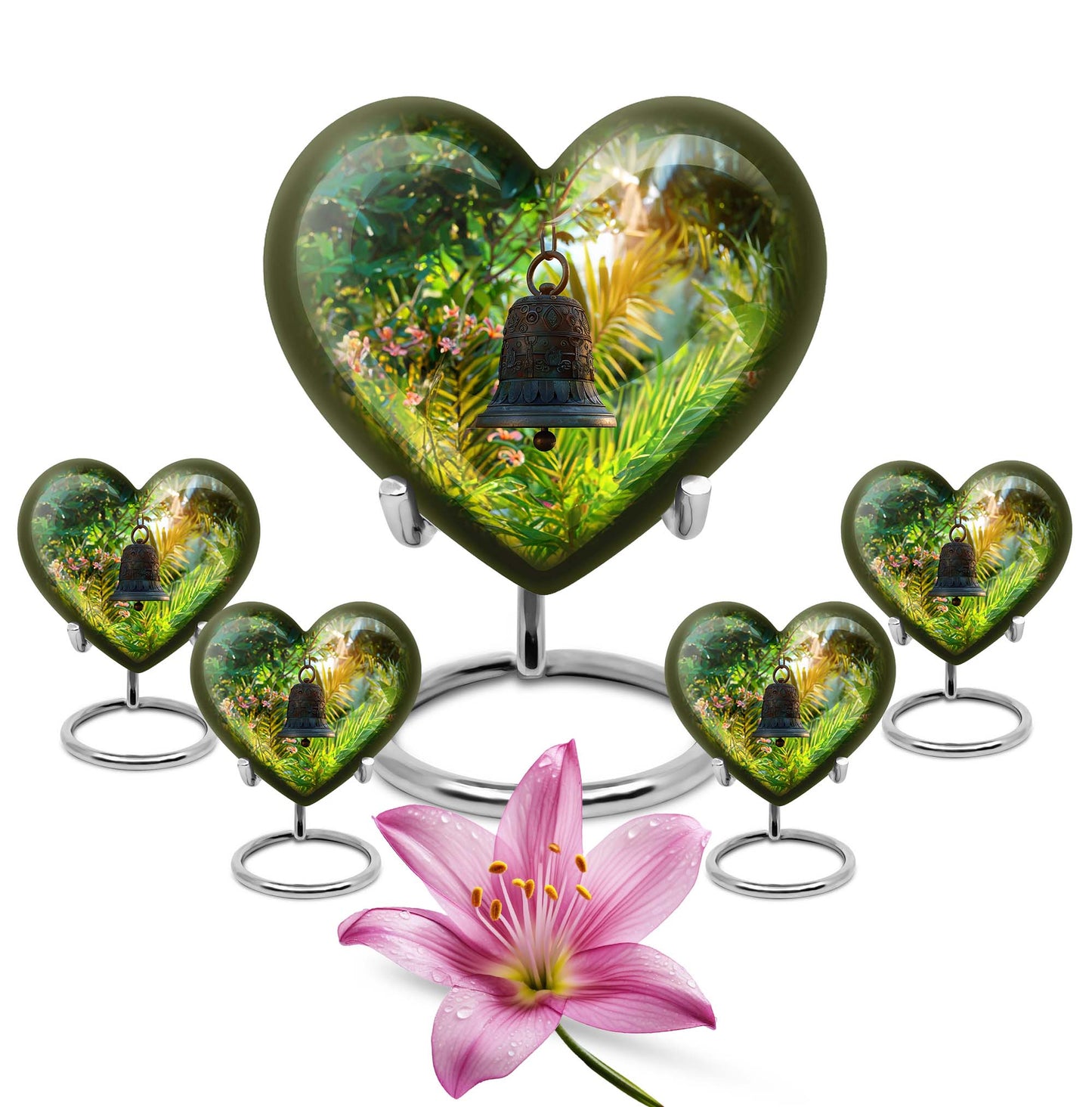 heart designed memorial bell urn