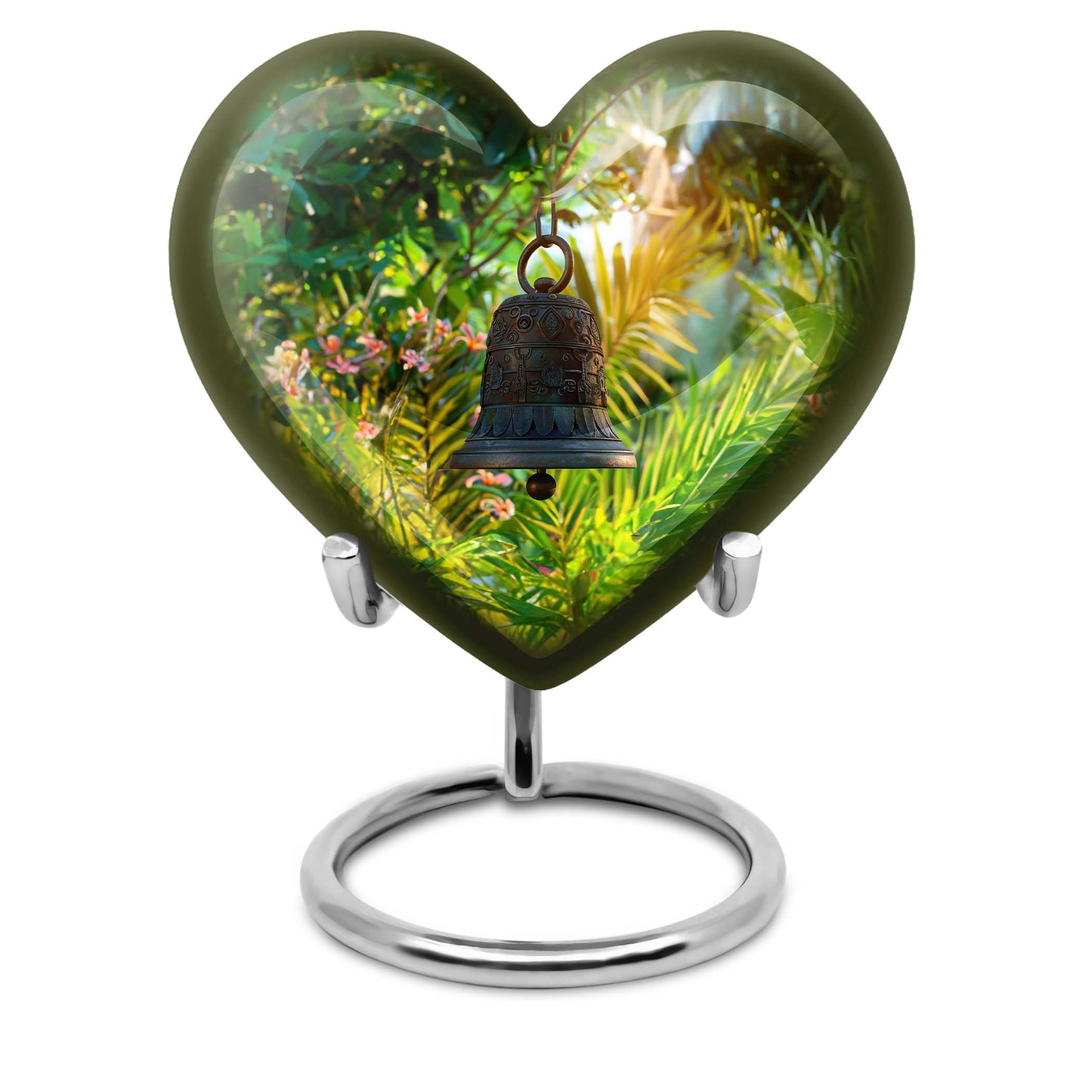 heart designed memorial bell urn