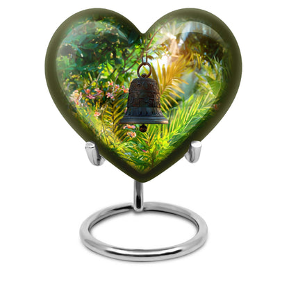 heart designed memorial bell urn