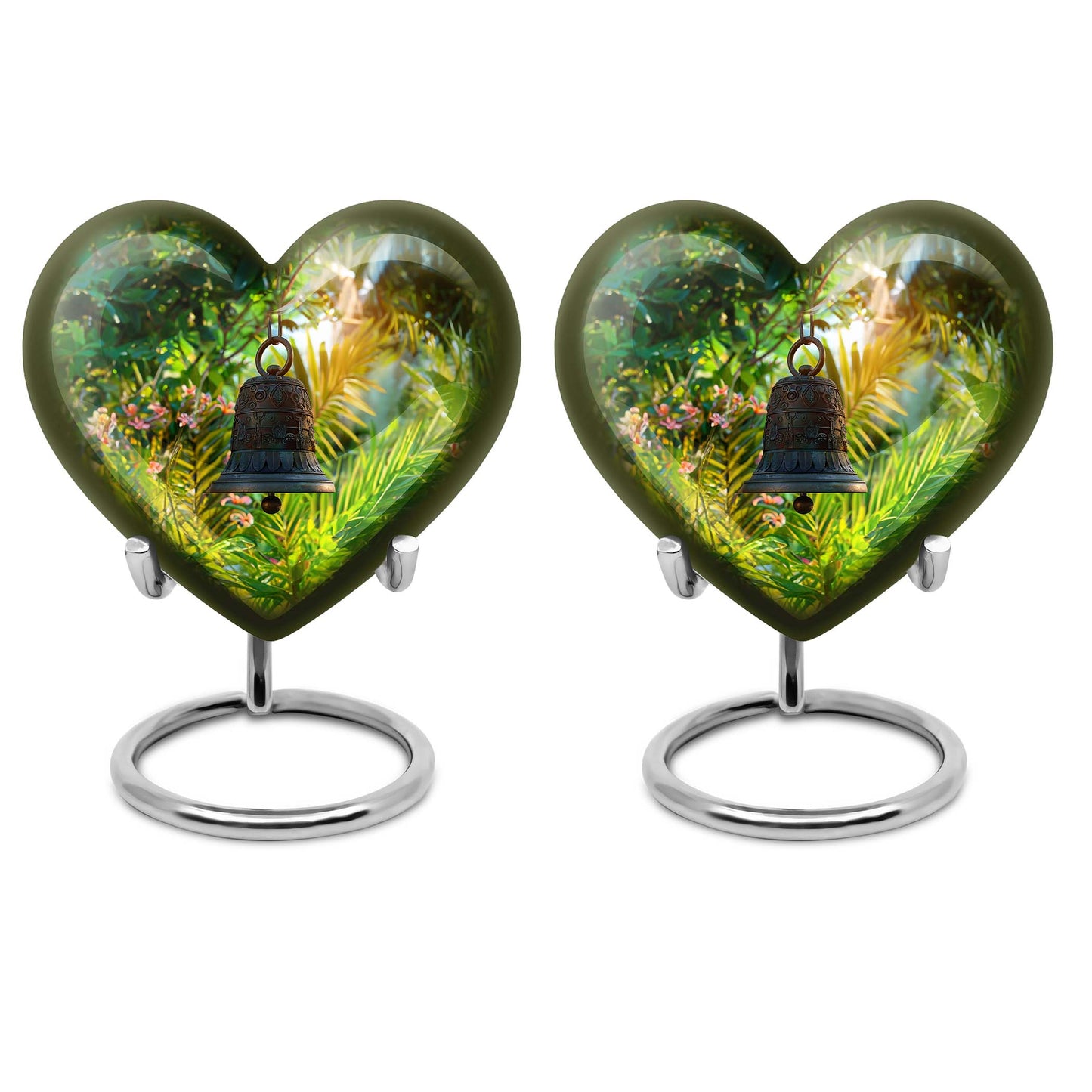 heart designed memorial bell urn