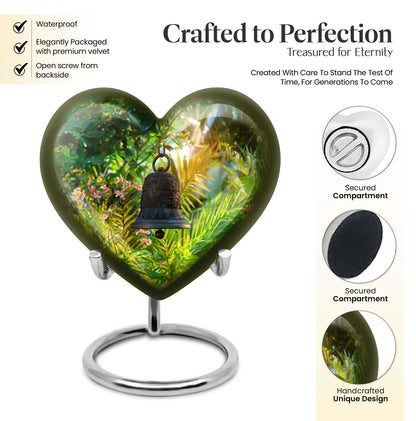 heart designed memorial bell urn