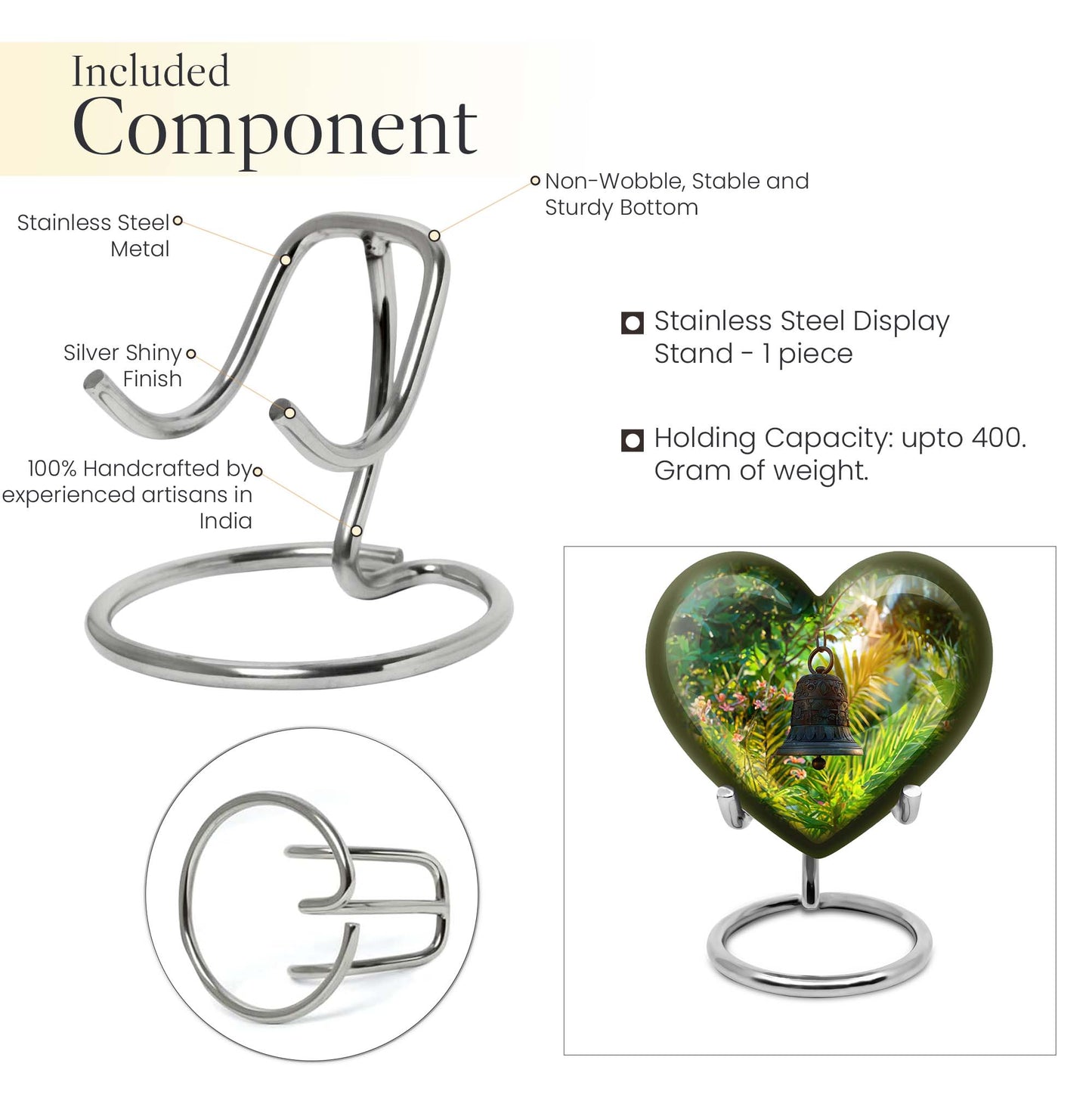 heart designed memorial bell urn