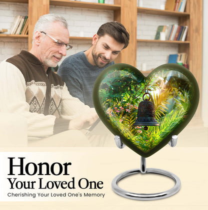 heart designed memorial bell urn