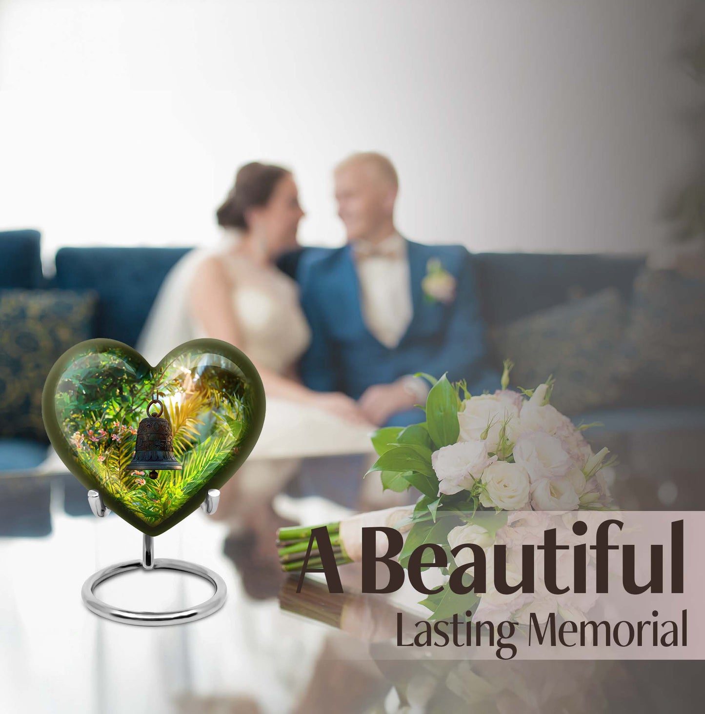 heart designed memorial bell urn