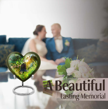 heart designed memorial bell urn