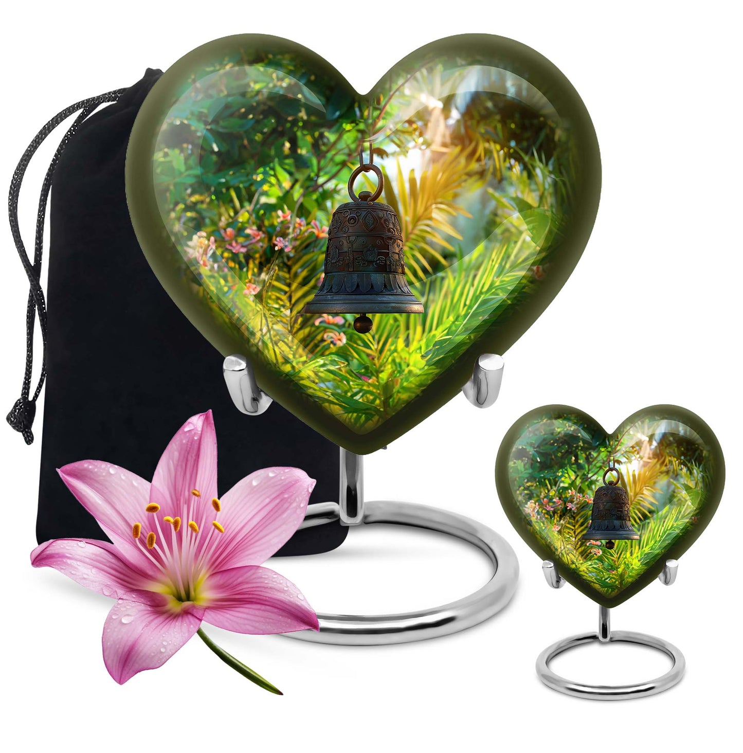 heart designed memorial bell urn