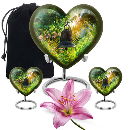 heart designed memorial bell urn