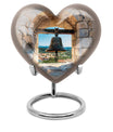 Heart-shaped, large aluminum Bell Urn for cremation ashes, 