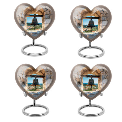 Heart-shaped, large aluminum Bell Urn for cremation ashes, 
