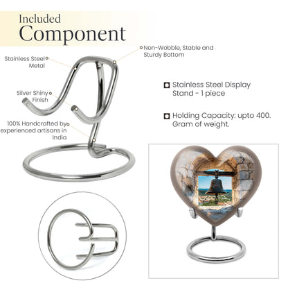Heart-shaped, large aluminum Bell Urn for cremation ashes, 