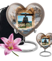 Heart-shaped, large aluminum Bell Urn for cremation ashes, 