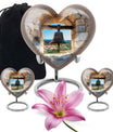Heart-shaped, large aluminum Bell Urn for cremation ashes, 