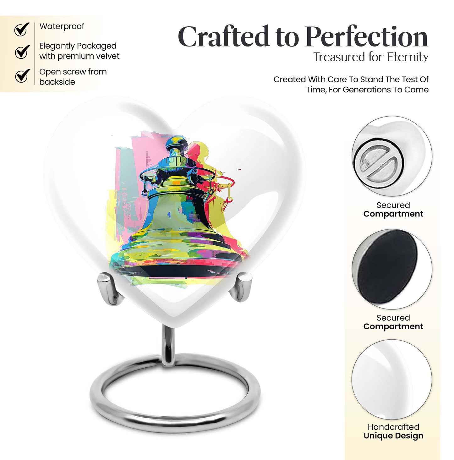 Abstract designed 10-inch bell urn heart urn 