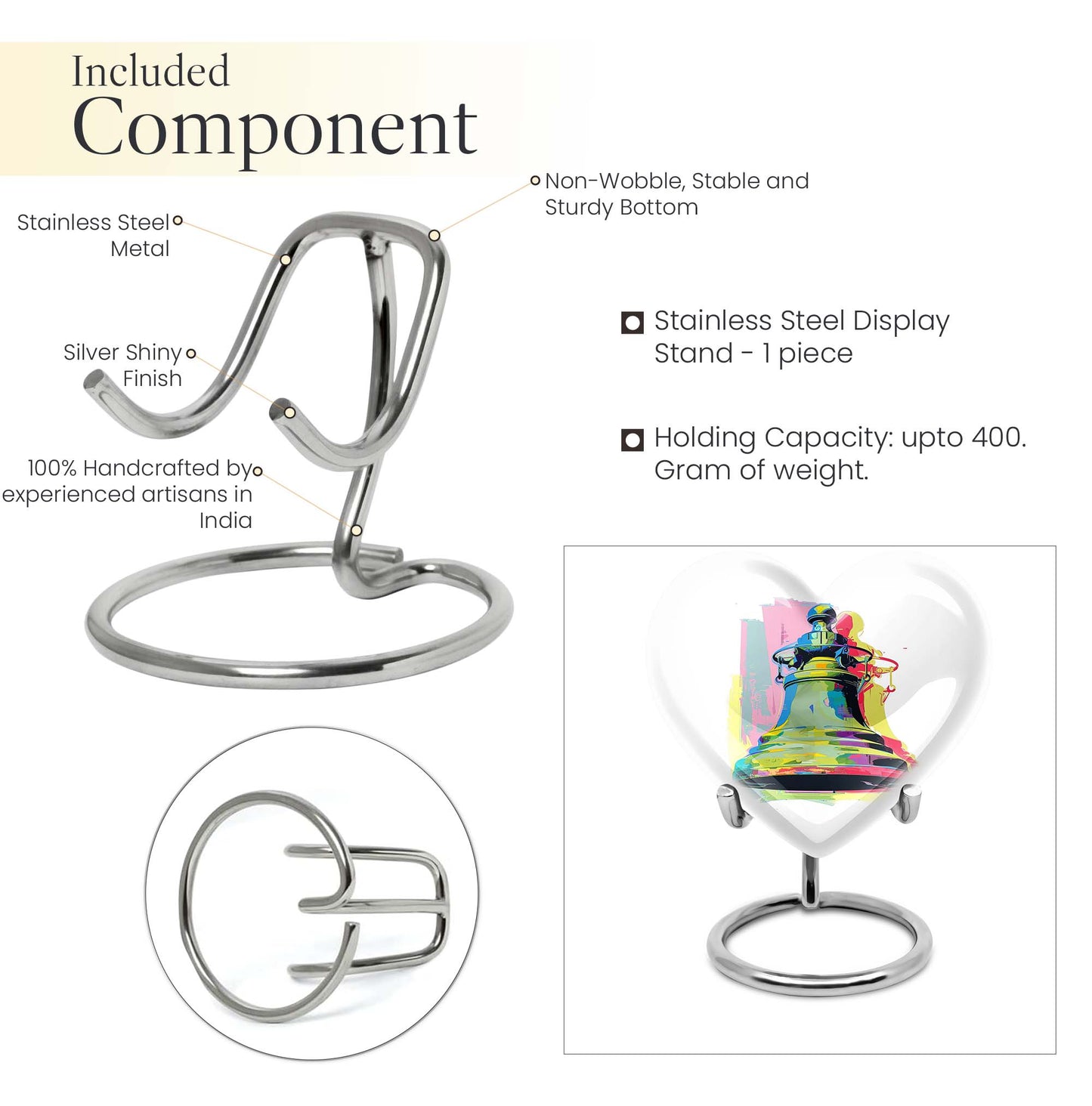 Abstract designed 10-inch bell urn heart urn 