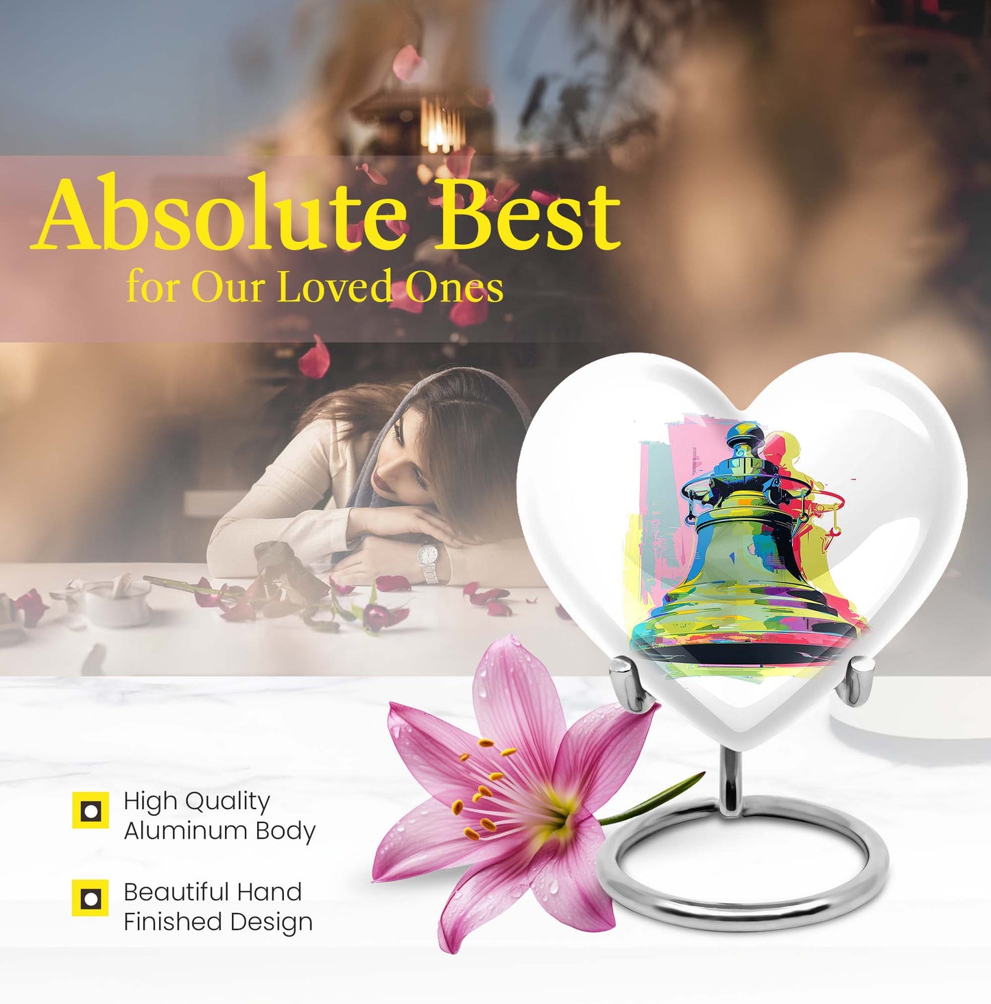 Abstract designed 10-inch bell urn heart urn 