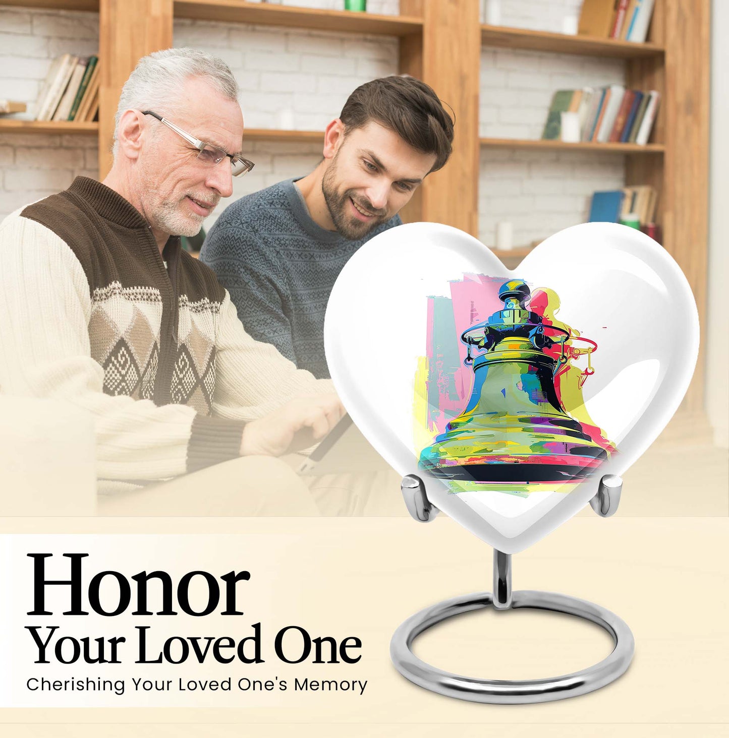 Abstract designed 10-inch bell urn heart urn 