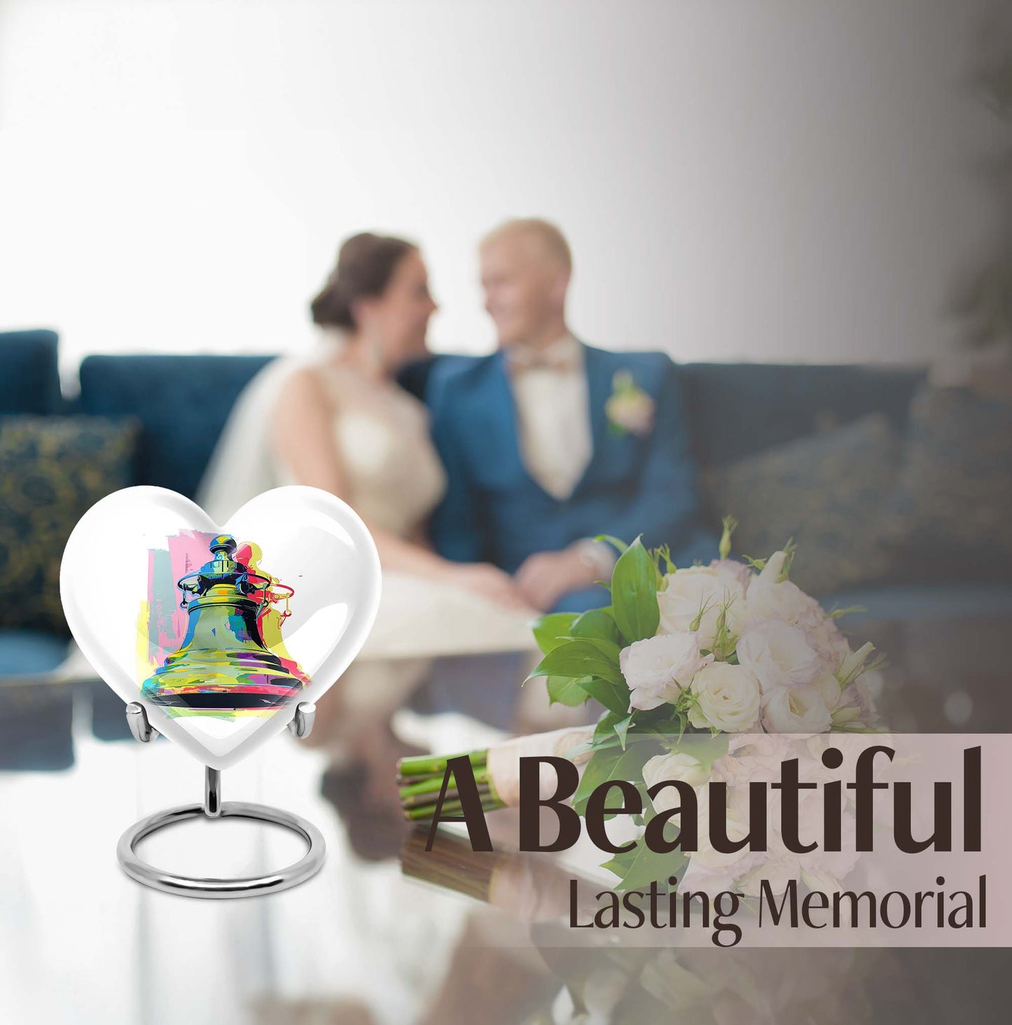 Abstract designed 10-inch bell urn heart urn 