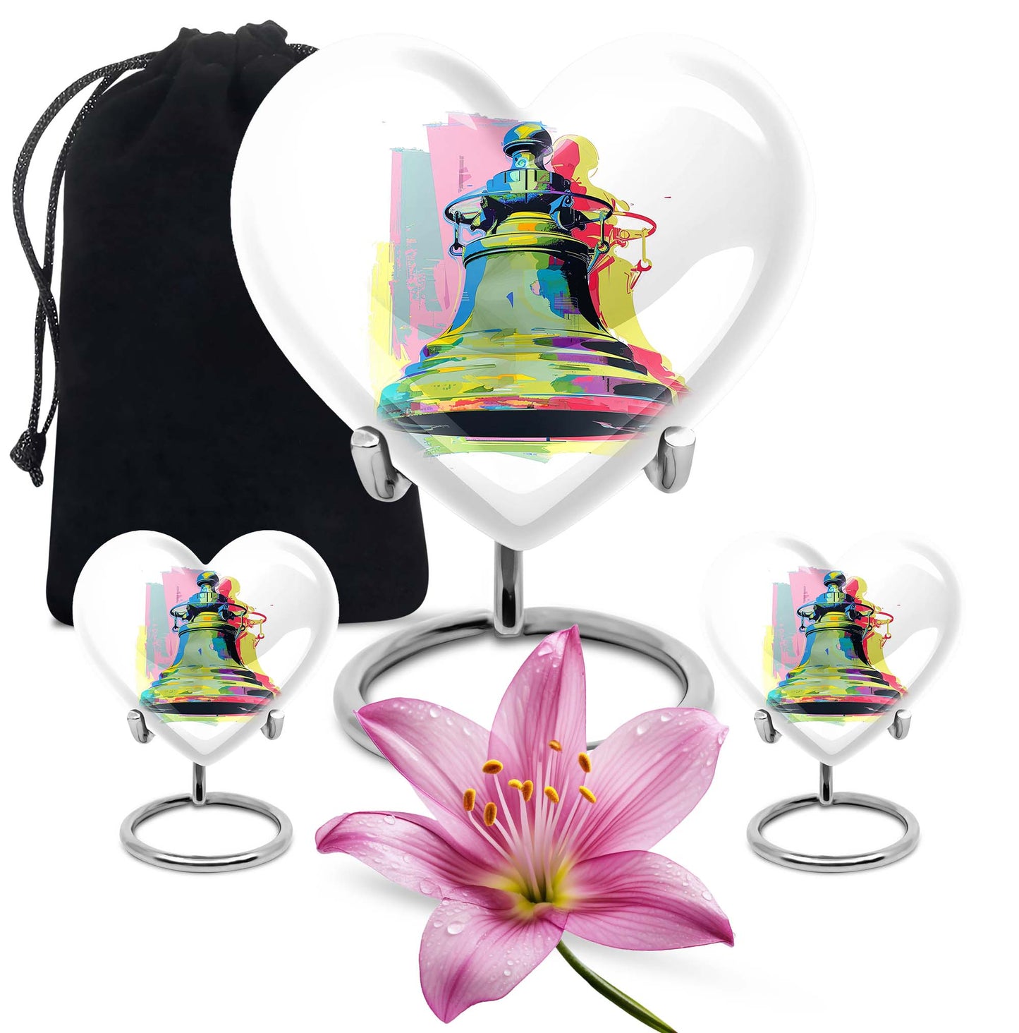 Abstract designed 10-inch bell urn heart urn 
