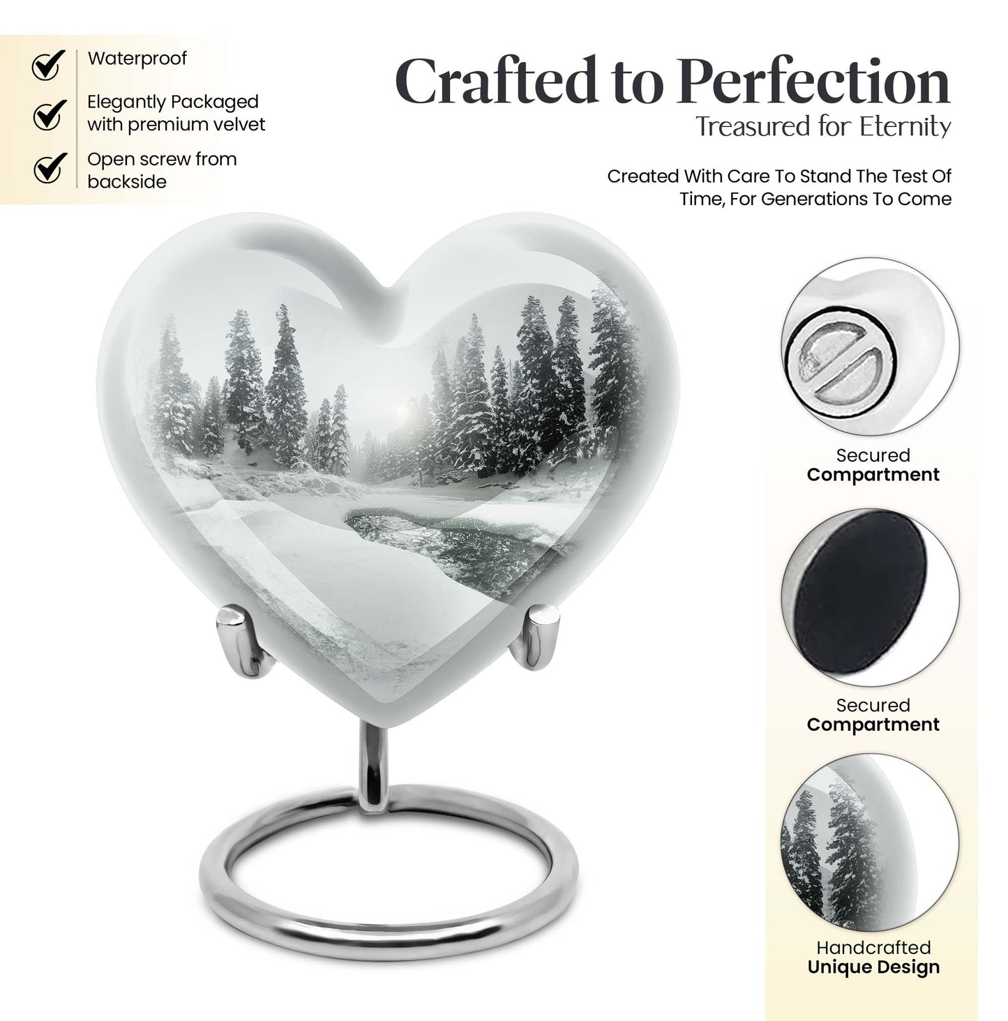 Heart-shaped Mountain Winter Urn