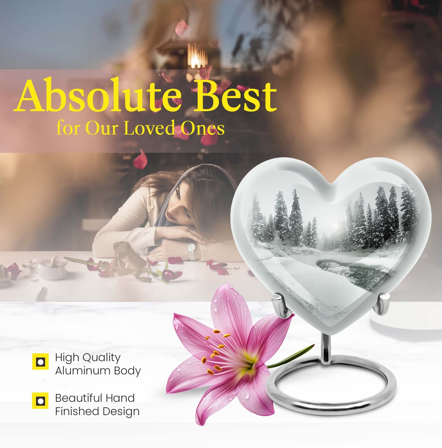 Heart-shaped Mountain Winter Urn