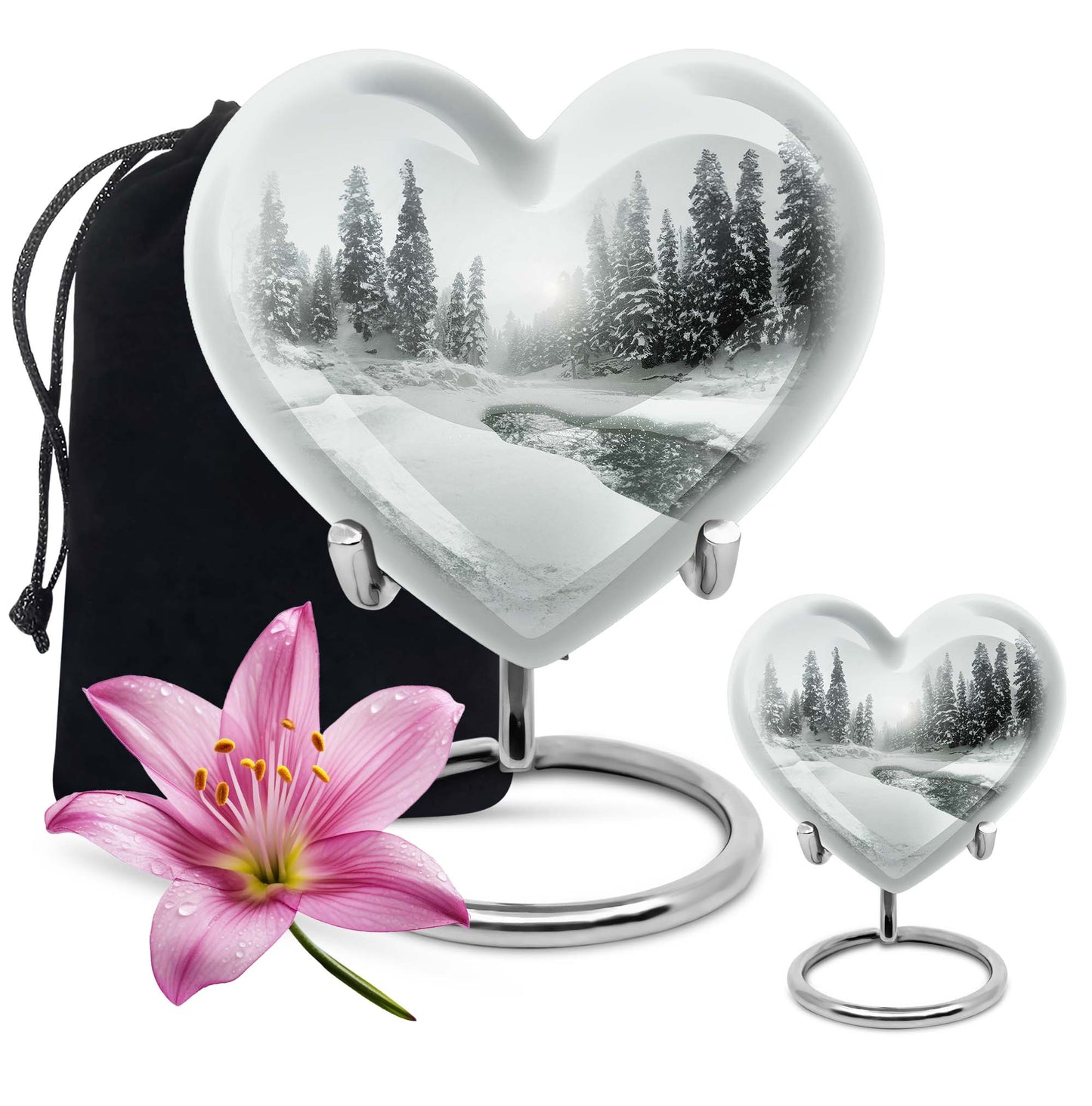 Heart-shaped Mountain Winter Urn