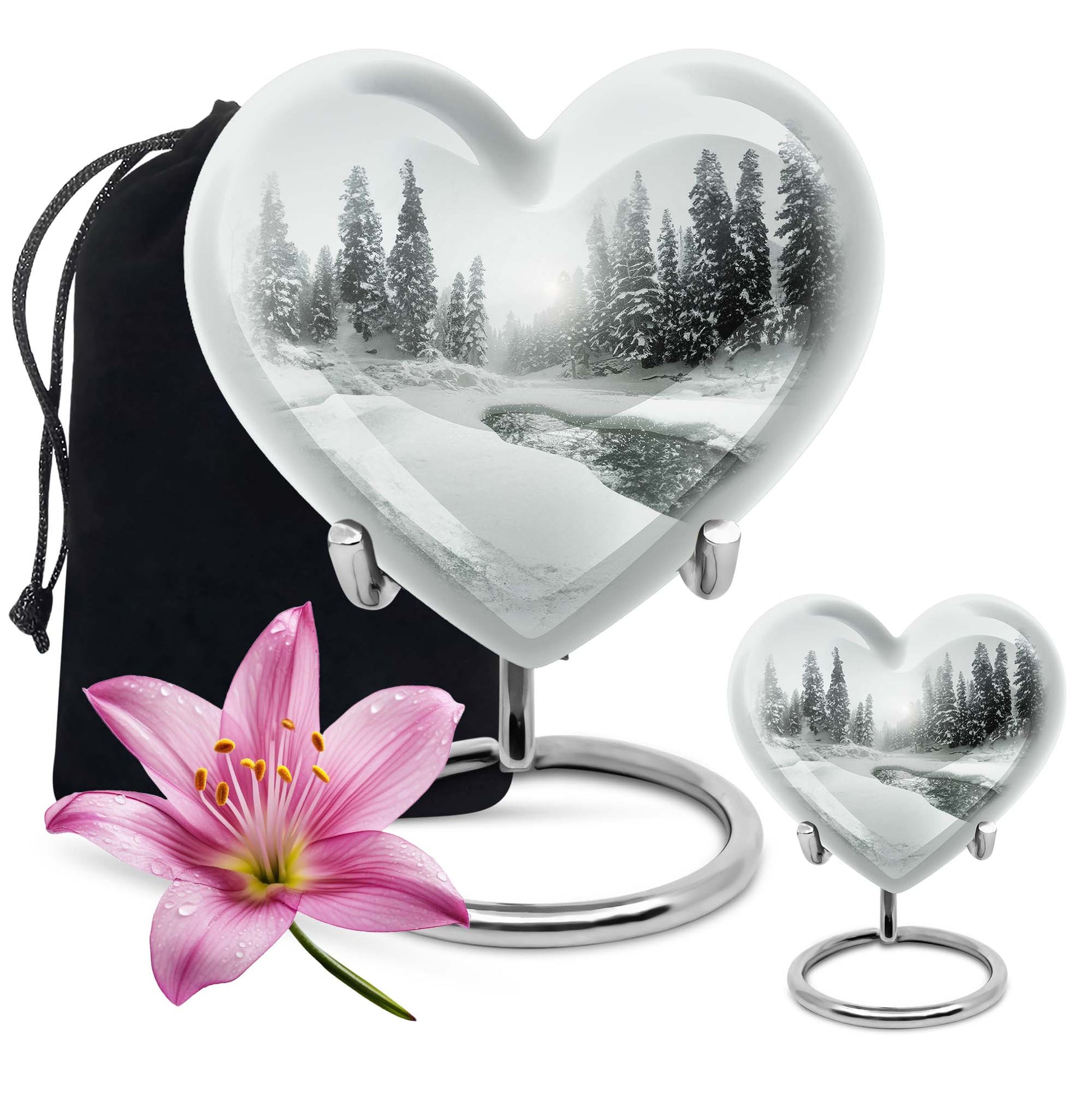 Heart-shaped Mountain Winter Urn