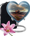 10-inch native American heart urn in abstract design 