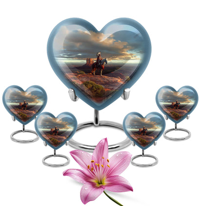 10-inch native American heart urn in abstract design 