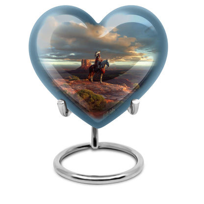 10-inch native American heart urn in abstract design 