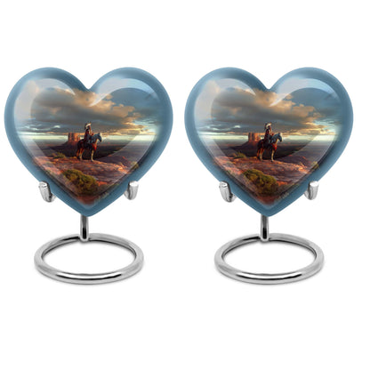 10-inch native American heart urn in abstract design 