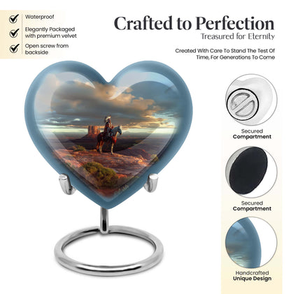 10-inch native American heart urn in abstract design 